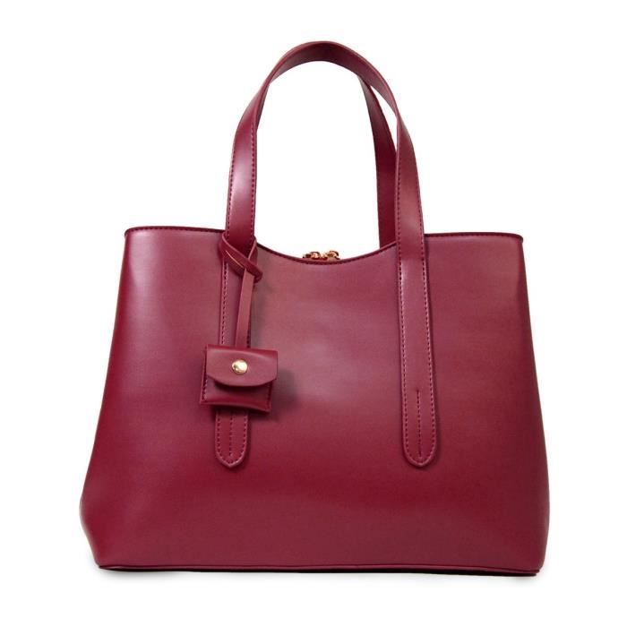 KINSTON Sac Ordinateur May Texture lisse - Brillante et fluide - Bordeaux