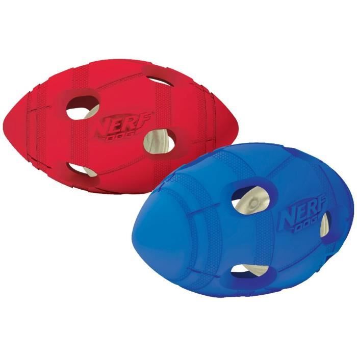 NERFDOG Balle ovale Flash LED M 5,4 cm - Bleu et rouge - Pour chien