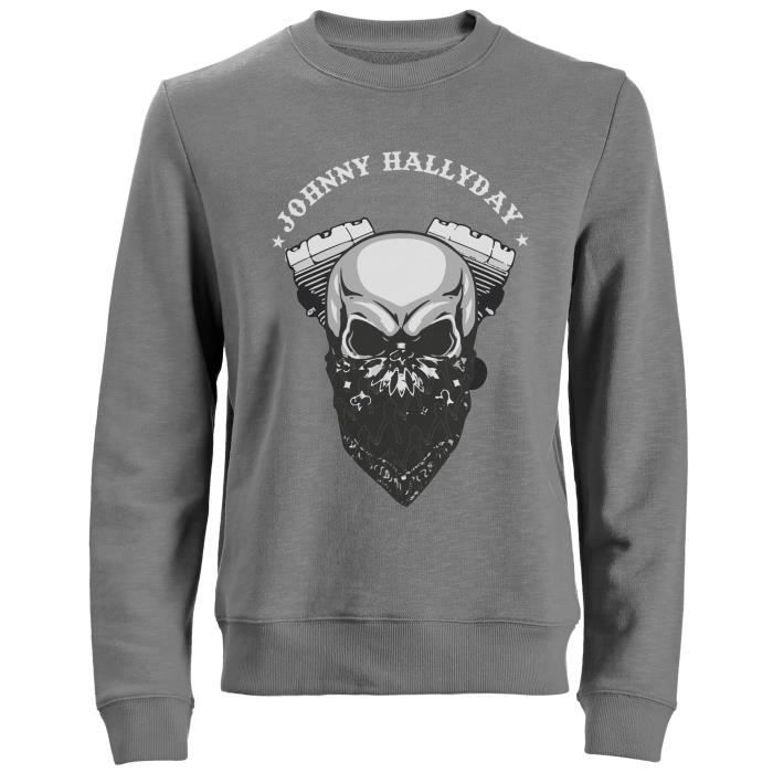 Sweat Biker Johnny Hallyday - Homme - Gris