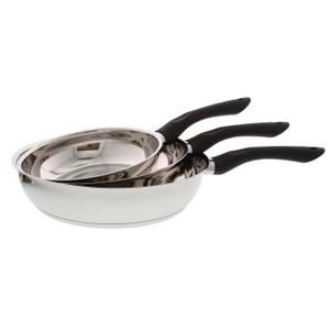 FINLANDEK Set de 3 po?les- NAURIS- TOUT INOX- 20-24-28 cm gris