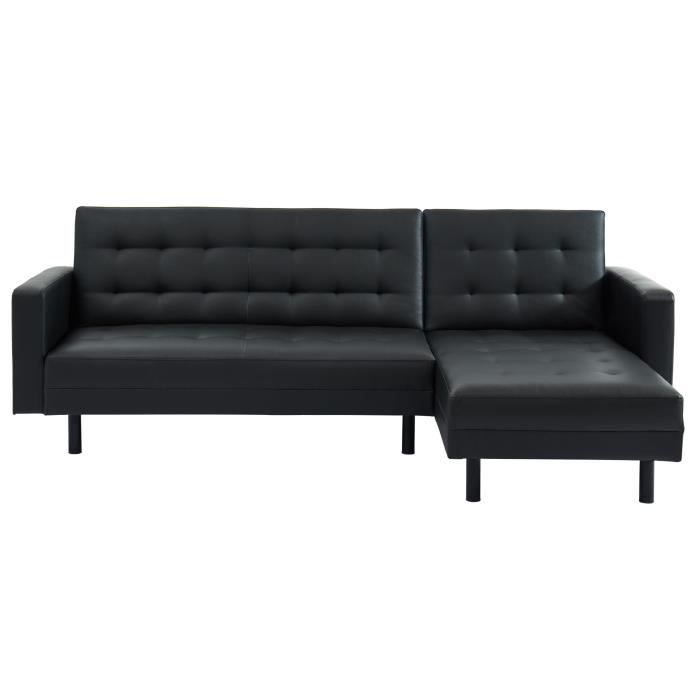 P Places Canapé X D'angle Métal Simili Cm Convertible Pieds Contemporain L 4 Carl 144 250 Droit Noir 80knPwO
