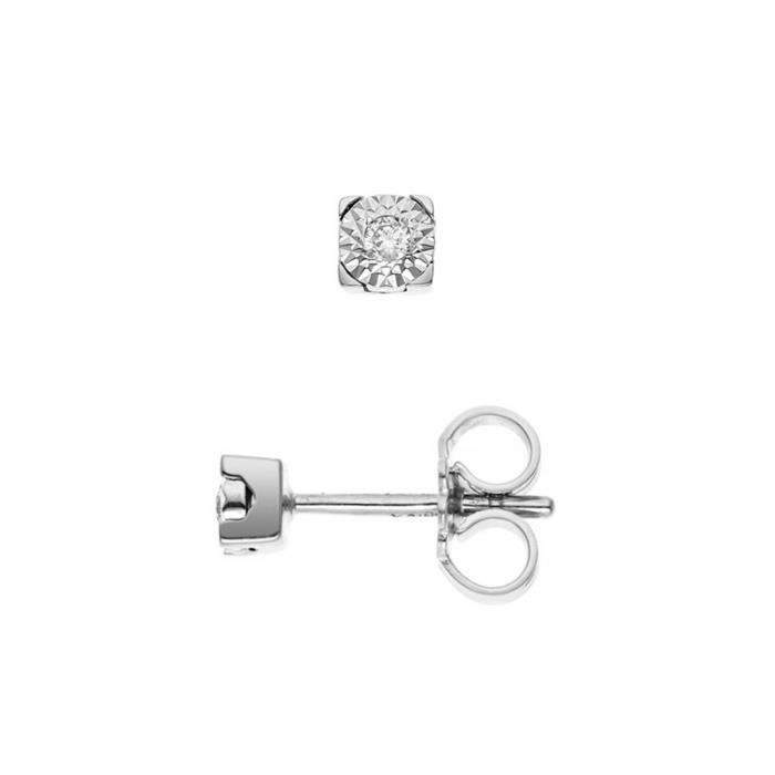 DIAMOND LANE Boucles d'Oreilles Puces Diamants Or Blanc 750° Femme