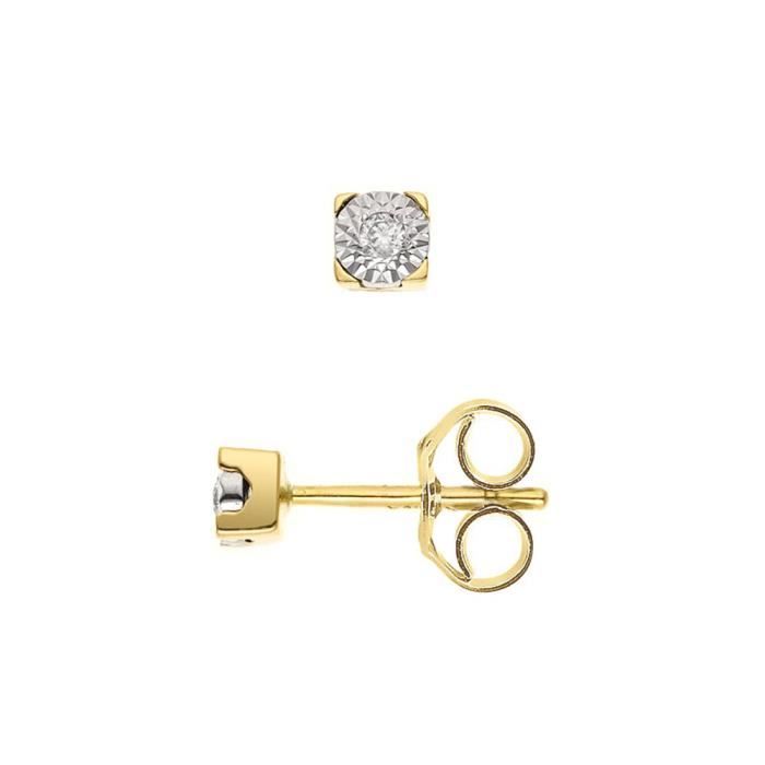 DIAMOND LANE Boucles d'Oreilles Puces Diamants Or Blanc 750° Femme