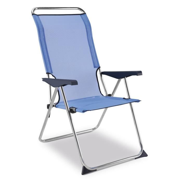 EREDU Fauteuil camping 5 Positions 850/Tx - Aluminium et PVC Tissé - Noir et Gris