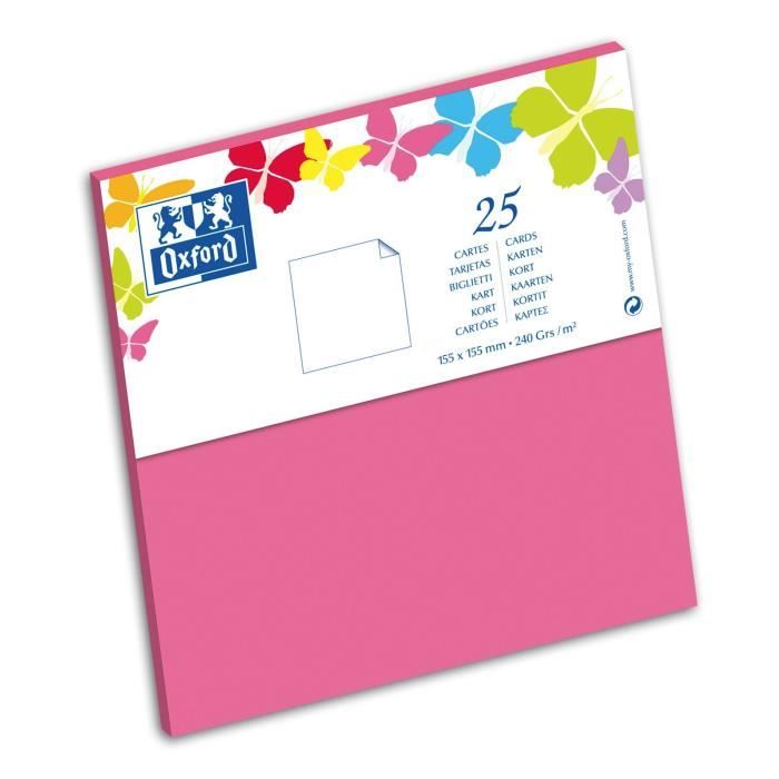 OXFORD 25 Cartes - 15,5 cm x 15,5 cm x 0,7 cm - 240g - Rose