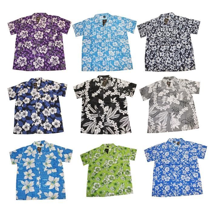 lot de 2 chemises homme hawaïen fashion fleurs coupe droite taille m