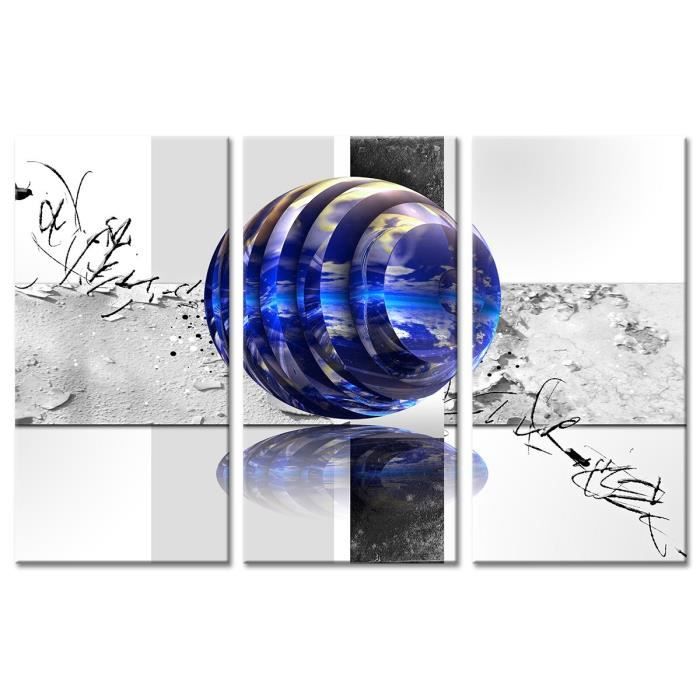 Tableau Déco Triptyque Design Boules et Oiseau - 120x80 cm