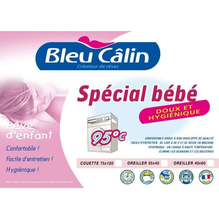 BLEU CALIN Couette lavable à 95°C - 75 x 120 cm