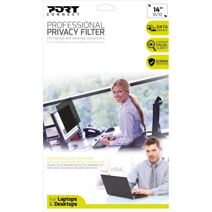 Filtre de confidentialité pour Ecran 14'- Norme RGPD - 16/10 - PORT CONNECT