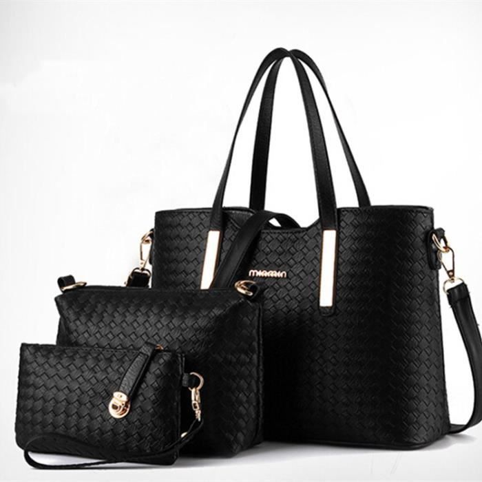 Set De 4 Sacs à Main Pour Femme - Sac Bandoulière + Pochette + Portefeuille - Cuir PU - Multifonctionnel