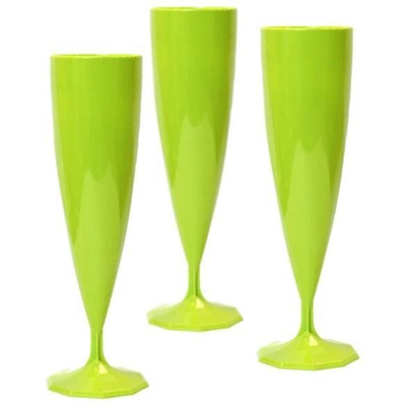 10 flûtes à champagne PRESTIGE Vert Anis Achat / Vente verre jetable
