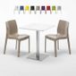 Couleur 60x60 Plateau Carrée Hazelnut beige Colorées Chaises 2 Table Avec Ice Blanc f7gyb6