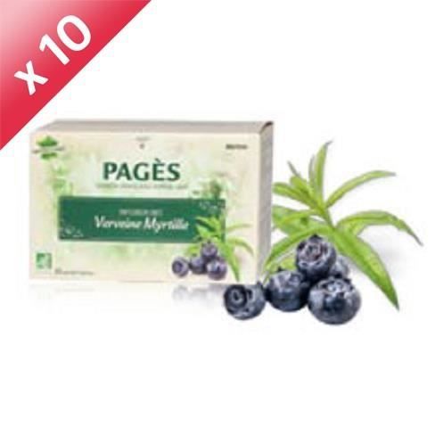 PAGES Lot de 10 Infusions Fraise Myrtille Bio