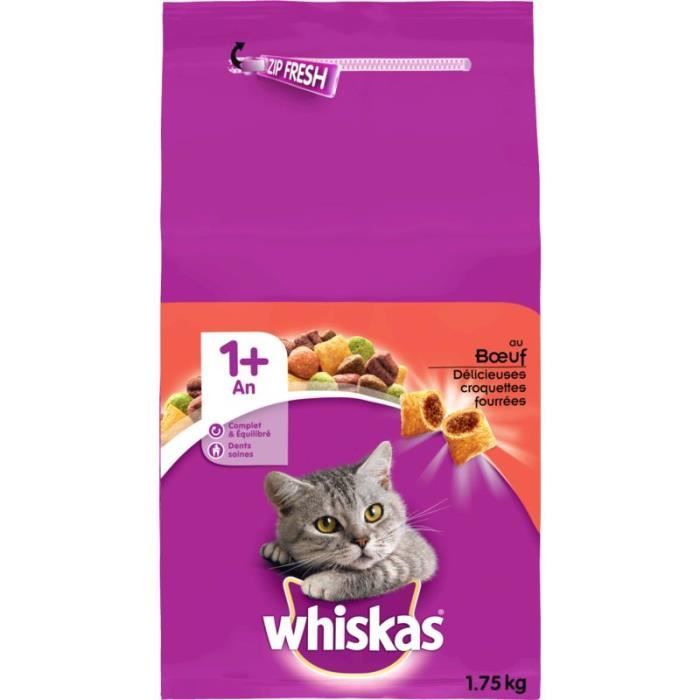 WHISKAS Croquettes au bŒuf - Pour chat - 1,75KG