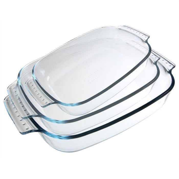 Set De 3 Plats à Four En Grès - Forme Vague Bleu - Tailles 25, 30 Et 36 Cm - Table Passion