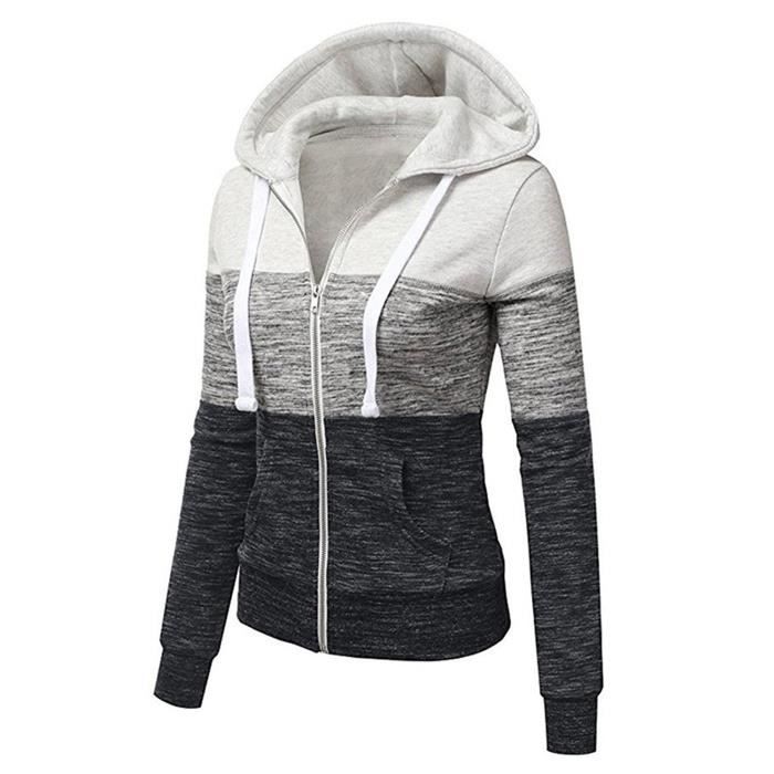 Rouge Tops Sweatshirt Pullover Automne Gris Capuche rouge Sweats gris Hiver Zippé Minetom Casual Femme Manteau bleu Hoodie A Zgv7vpwq