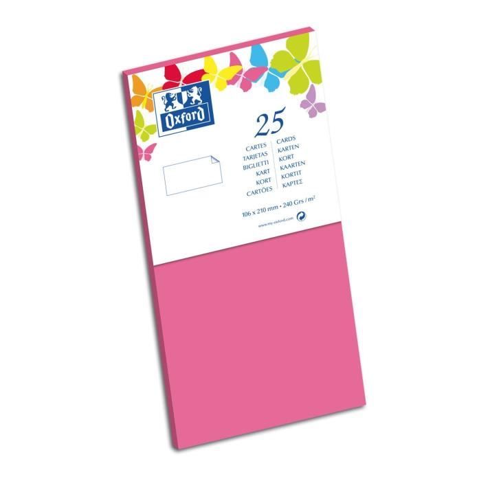 OXFORD 25 Cartes - 21 cm x 10,6 cm x 0,7 cm - 240g - Rose
