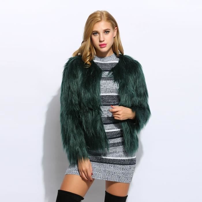 Longue Femmes Fausse Fourrure Manteau Veste Manch gIrqYI
