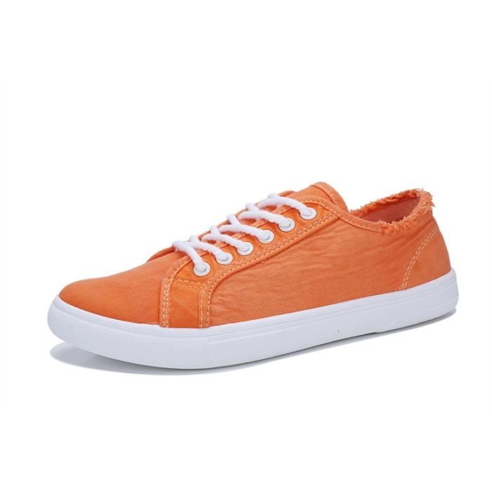 Basses Achat Blanc Basse Orange Vintage Toile Chaussures 5RAL4j3