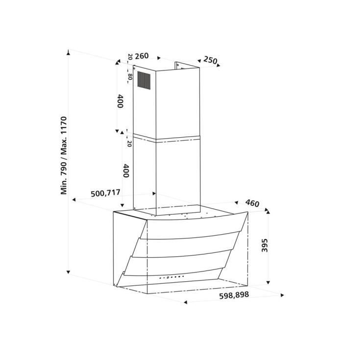 Hotte cuisine murale Silverline CITY noire Lageur1