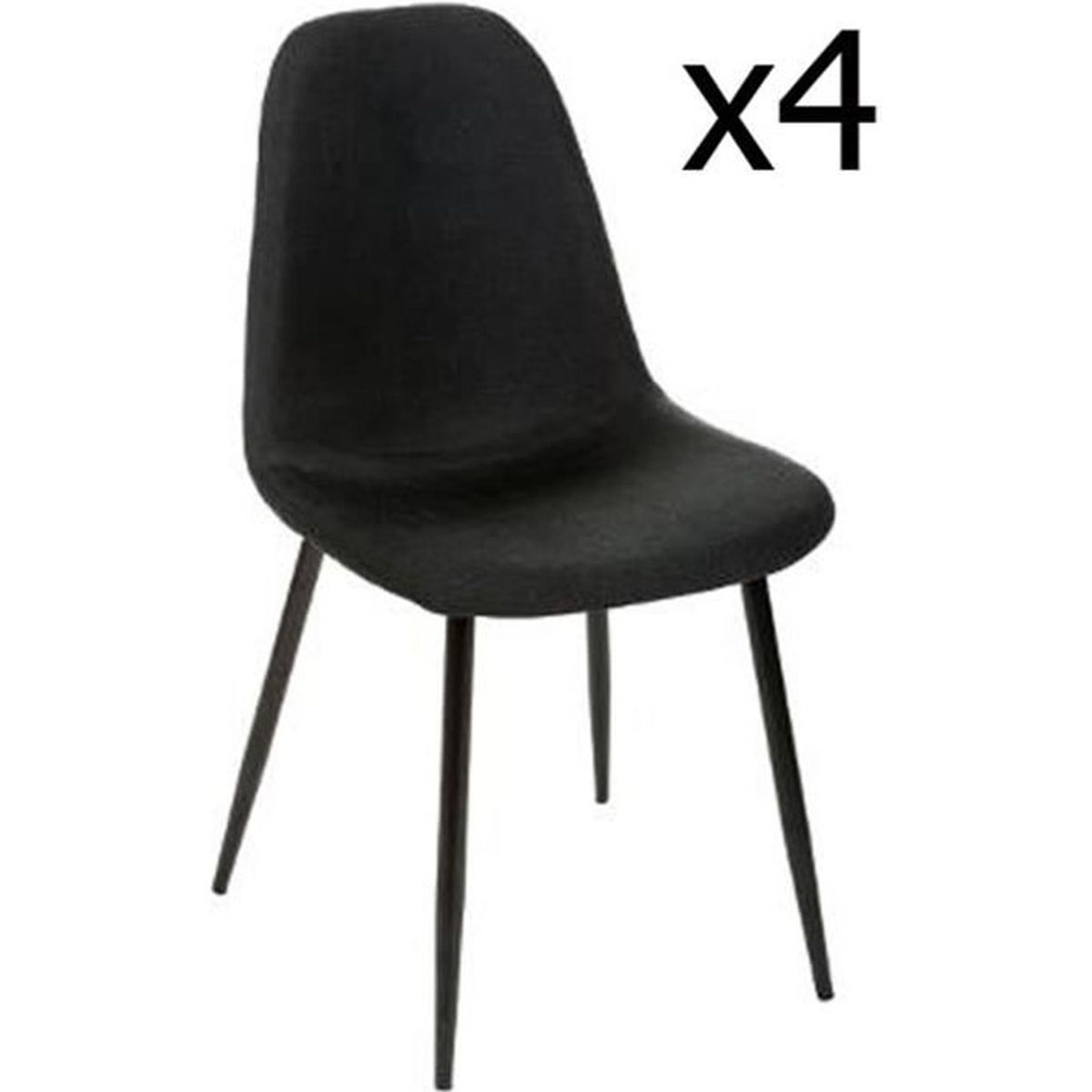 L45 Cm Pieds Lot En Noir 4 De Et Métal Chaises 8n0OwkXP