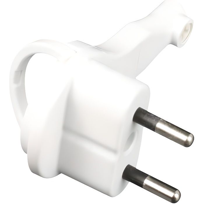 ZENITECH Fiche électrique mâle extra plate 2P 6A blanc