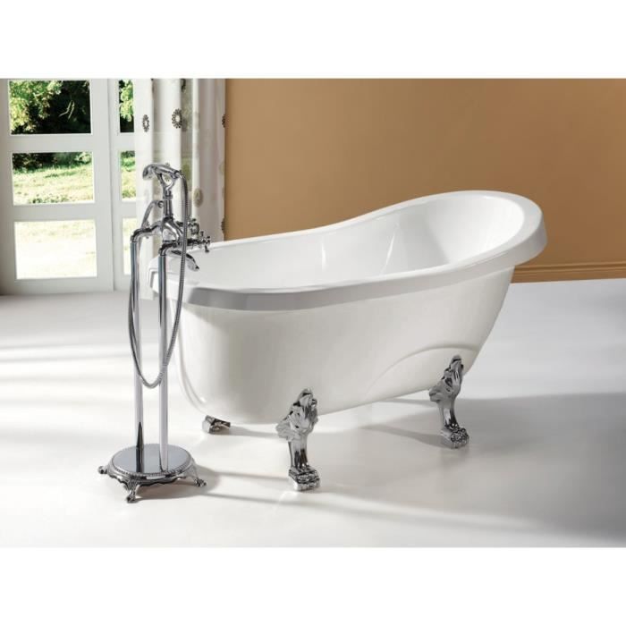 Baignoire-îlot-rétro-EGEE-II---171L---145*74*77cm---Blanc-...