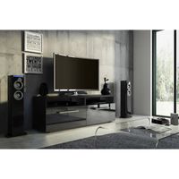 MEUBLE TV Bonn Meuble TV Design noir mat avec noir haute bri MEUBLE TV Bonn Meuble TV Design noir mat avec noir haute bri