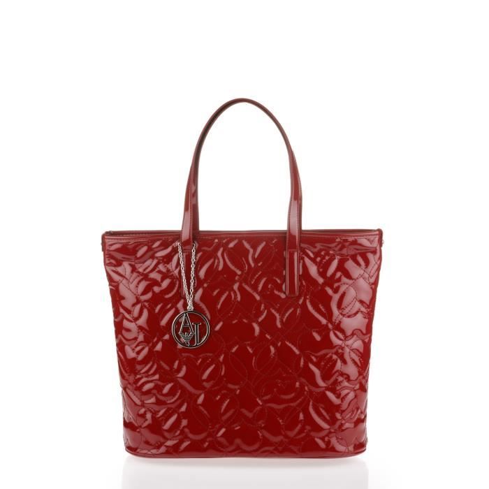 ARMANI JEANS - Sac Cabas en Vinyl Matelassé Rouge - Femme