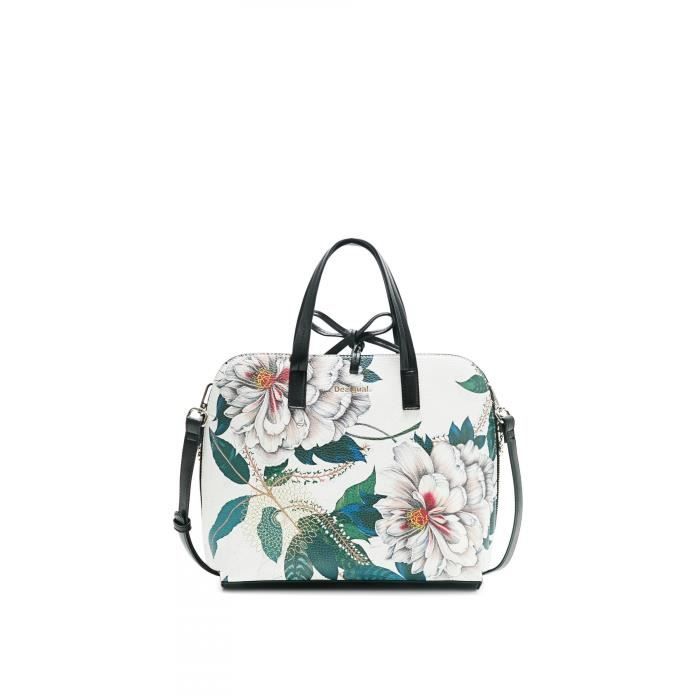Femme Troy Noir À Fleuri Effet Cuir Hamar Cabas Desigual Réversible Main Sac Blanc 2HIWDE9