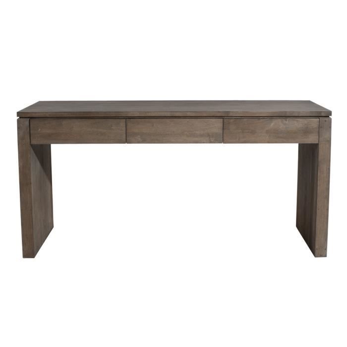 Console style contemporain en bois hévéa massif gris tabac - L 152 cm