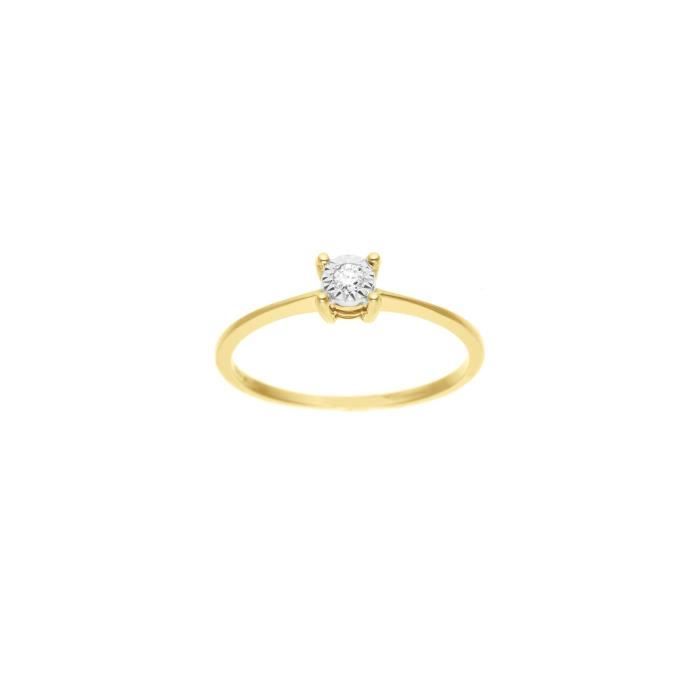 DIAMOND LANE Bague Solitaire Or Jaune 375° et Diamant Femme