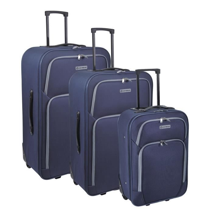 SAVEBAG Set de 3 valises à 2 roues Roller MILLENIUM - Bleu et gris