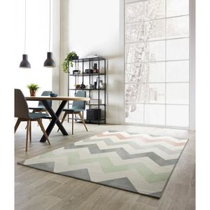 TAPIS GEOMETRIC Tapis scandinave tissé en velours polypr TAPIS GEOMETRIC Tapis scandinave tissé en velours polypr
