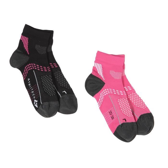 ATHLI-TECH Chaussettes X 2 SHT Tactel - Mixte - Noir et rose