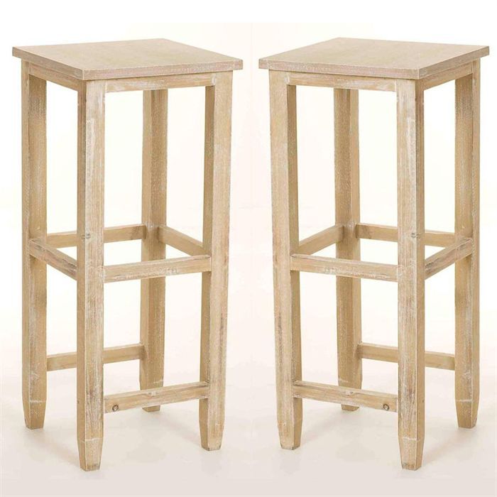 Lot de 2 tabourets de bar   Structure en Paulownia et MDF (panneau de