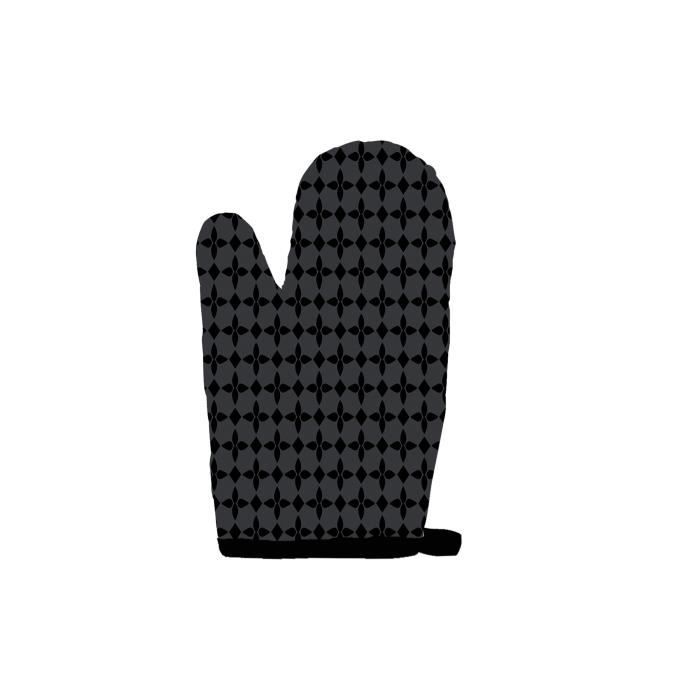 SOLEIL D'OCRE Gant de cuisine Damier - 100% coton - 16 x 32 cm - Noir
