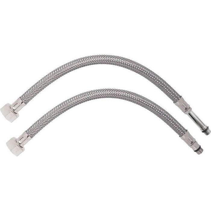 SOMATHERM Flexible Sanitaire en Inox ACS DN8 Debit Standard L 30cm avec Prolongateur 5cm Male CourtLong Pas de Vis 10100mm