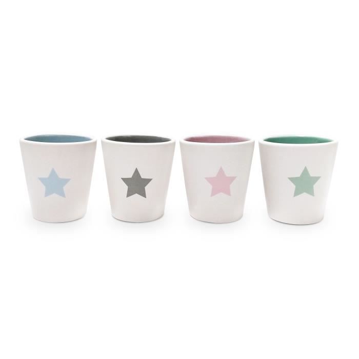 YOKO DESIGN Set de 4 tasses expresso Star en ceramique blanc