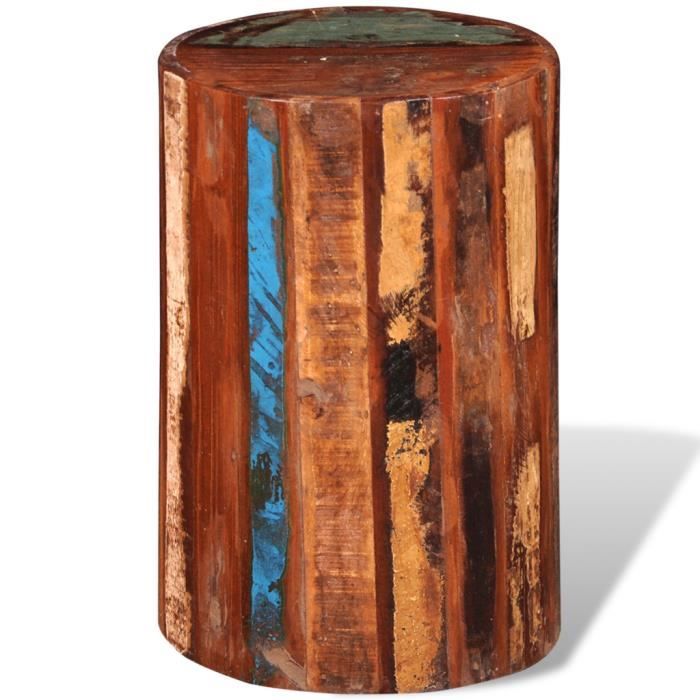 Tabouret Bois Solide Recyclé Cylindre En If76Ybyvg