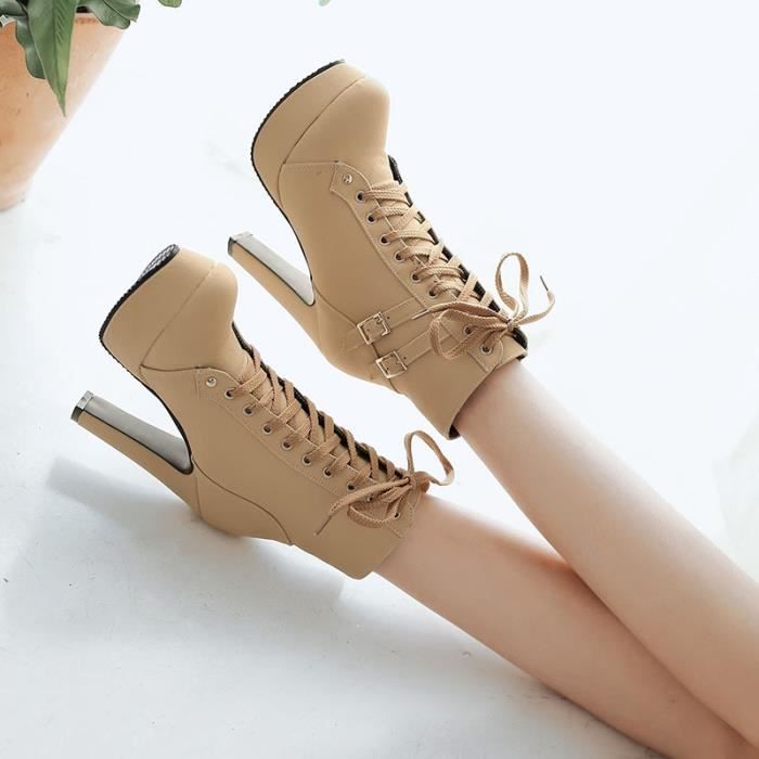 Dcoration Boucle Femme D'hiver Pu Bottines heeled En Suprieure Marque Qualit High Cuir Bottine De px4OwWn7aq
