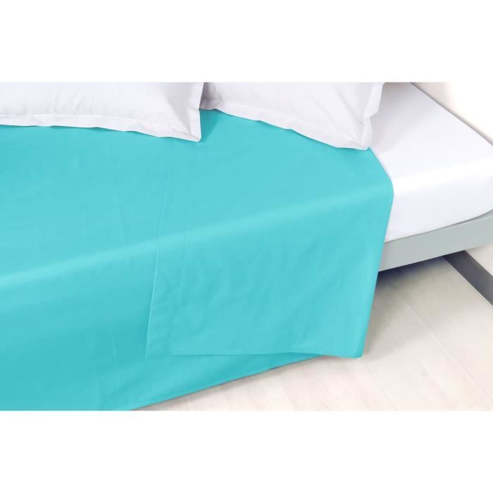 VENT DU SUD Drap plat Percale Manoir - Lagon - 270x300 cm
