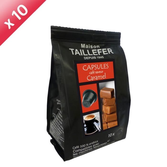 Lot de 10 sachets de 10 capsules Café Saveur Caramel MAISON TAILLEFER