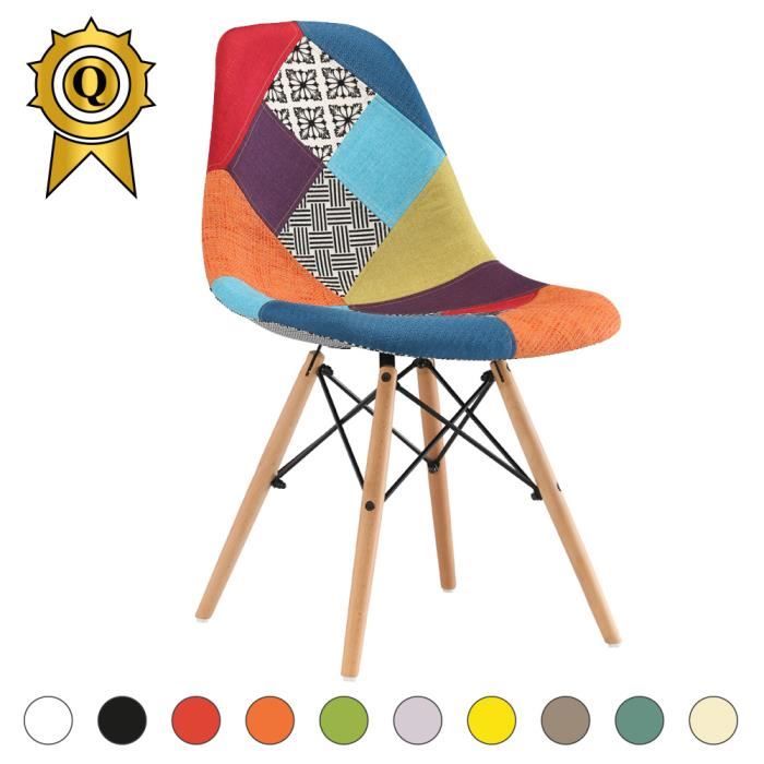 1 X Chaise Design Inspiration Eiffel Dsw Bois Naturel Patchwork Rose