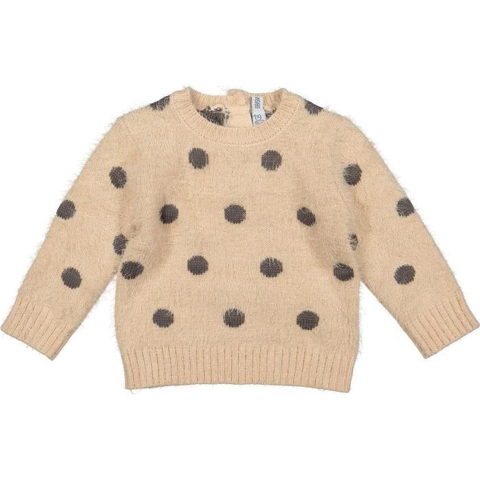 DIRKJE Pull Tricoté Rose à Pois de Prune Foncé Enfant Fille