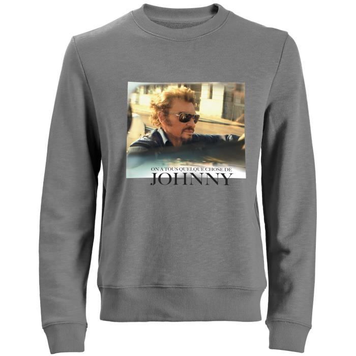 Sweat Photo Johnny Hallyday - Femme - Gris