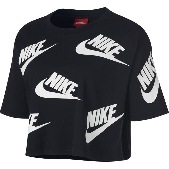 NIKE T-shirt Nsw Futura To - Femme - Noir et blanc