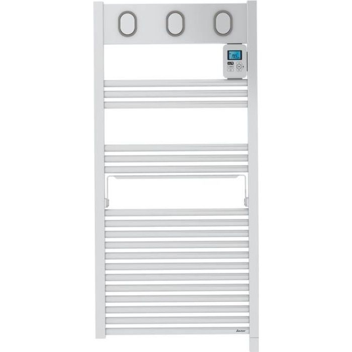 SAUTER Marapi Radiateur Sèche-serviettes électrique - 500 watts - Ecran rétro-éclairé - Programmation hebdomadaire -Tubes ronds