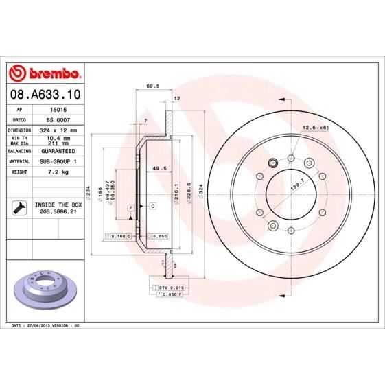 JEU DE DISQUES BREMBO 08.A633.10