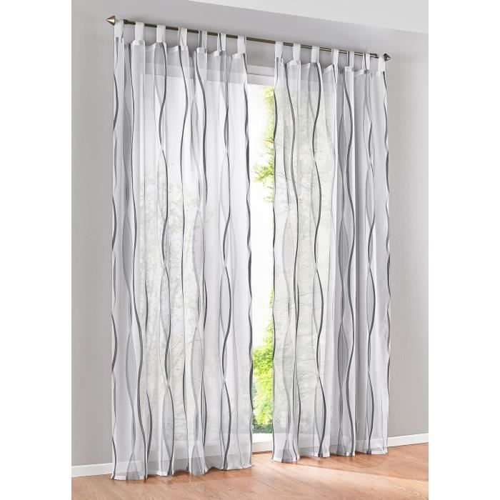 1Pc Rideau Voilage Photique LxH-140x245CM avec Motif Vague Gris ... 1Pc Rideau Voilage Photique LxH-140x245CM avec Motif Vague Gris ...